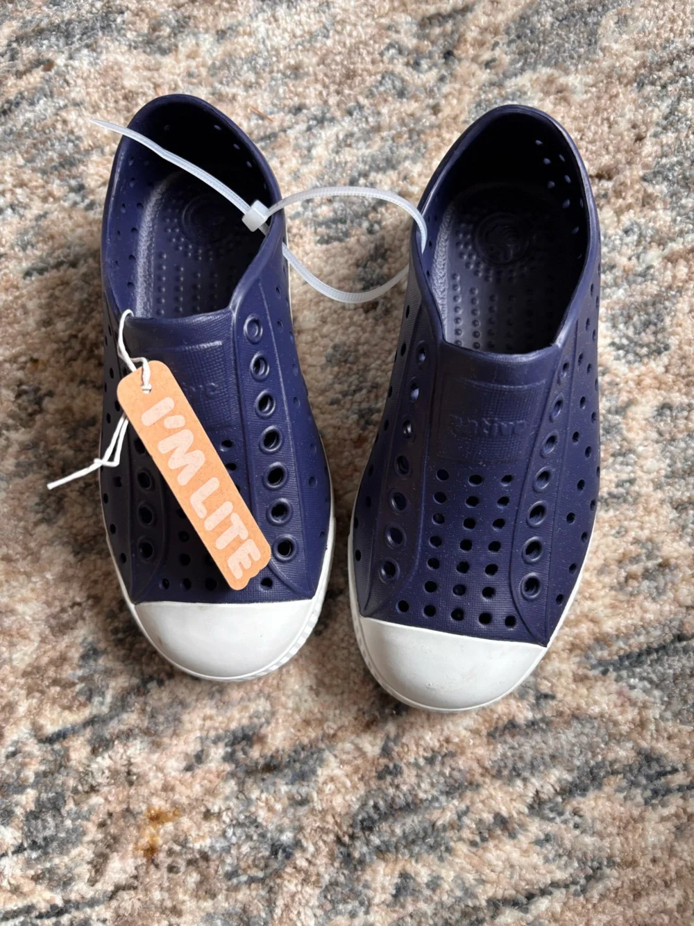Native Kids Water Shoe Slip-On in Navy and Whit, 11c